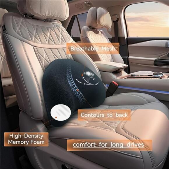 Memory foam lumbar support pillow for car seat office chair back pain relief - Picture 4 of 7